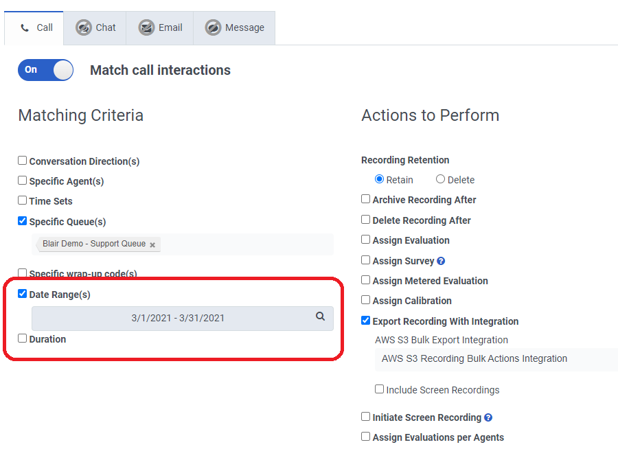 policy on past date range